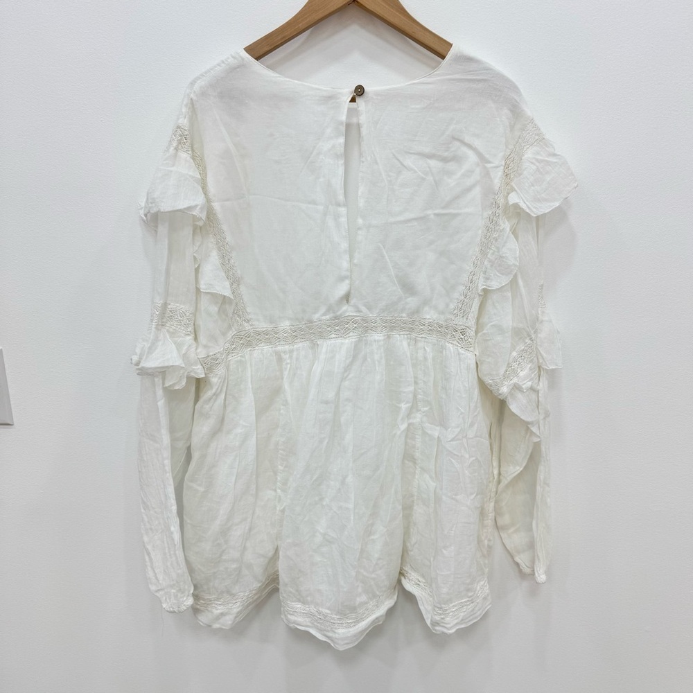 Free People Seashell Skort Romper Ivory White Long Sleeve Boho Sz Medium - Picture 7 of 10